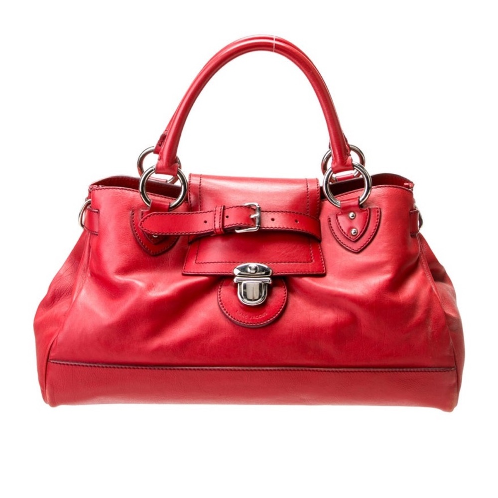 Marc Jacobs Red Leather Buckle Top Handle Bag